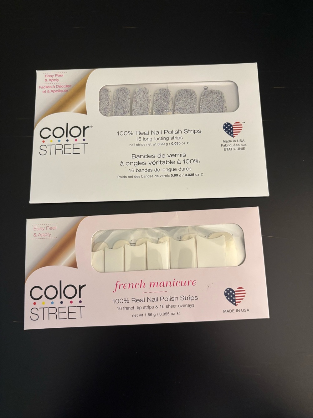 Color Street Silver Glitter & Cream French Manicure Strips